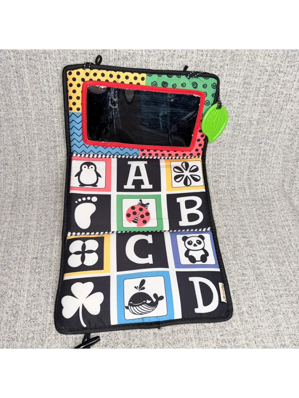 DipinQi Baby Tummy Time Activity Mat Foldable Black White High Contrast Mirror